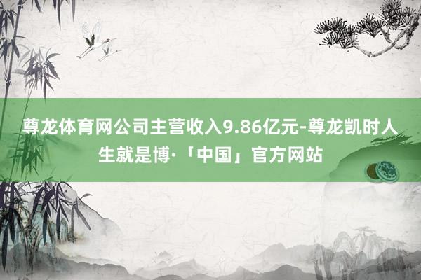 尊龙体育网公司主营收入9.86亿元-尊龙凯时人生就是博·「中国」官方网站